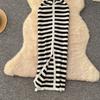 Summer Women Casual V-neck Striped Knitted Sweater Long Maxi Split Slim Bodycon Sheath Dresses