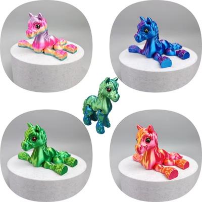 1Pcs Flexible Multi-joint Movable 3D Printed Horse Animals Mini Cute Relief Sensory Toy Funny Home Desktop Ornament Accessories