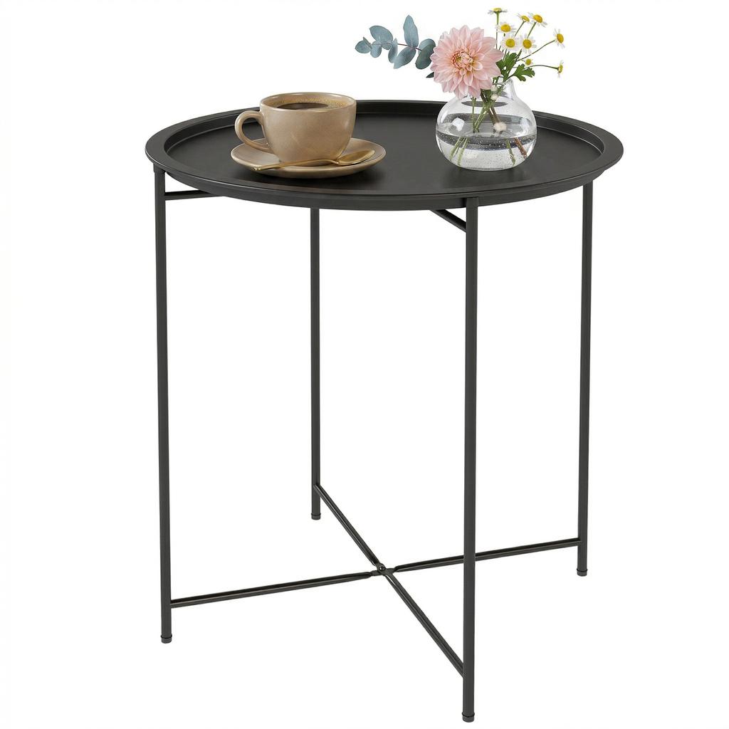 Steel Removable Tray Top Garden Table - Black