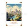 Atlanta Minimal Travel Poster Metal Plaque Poster Decoration Designing Classic Club Printed Tin Sign Poster