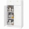 Narrow Bathroom Cabinet with 2 Drawers 60 X 30 X 108 Cm White