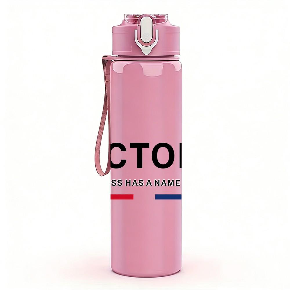 1PC Victory Simple Letter Typography 750ml Color Plastic Sports Water Bottle Leakproof Flip Straw Lid Suitable for Sports Office Home Use