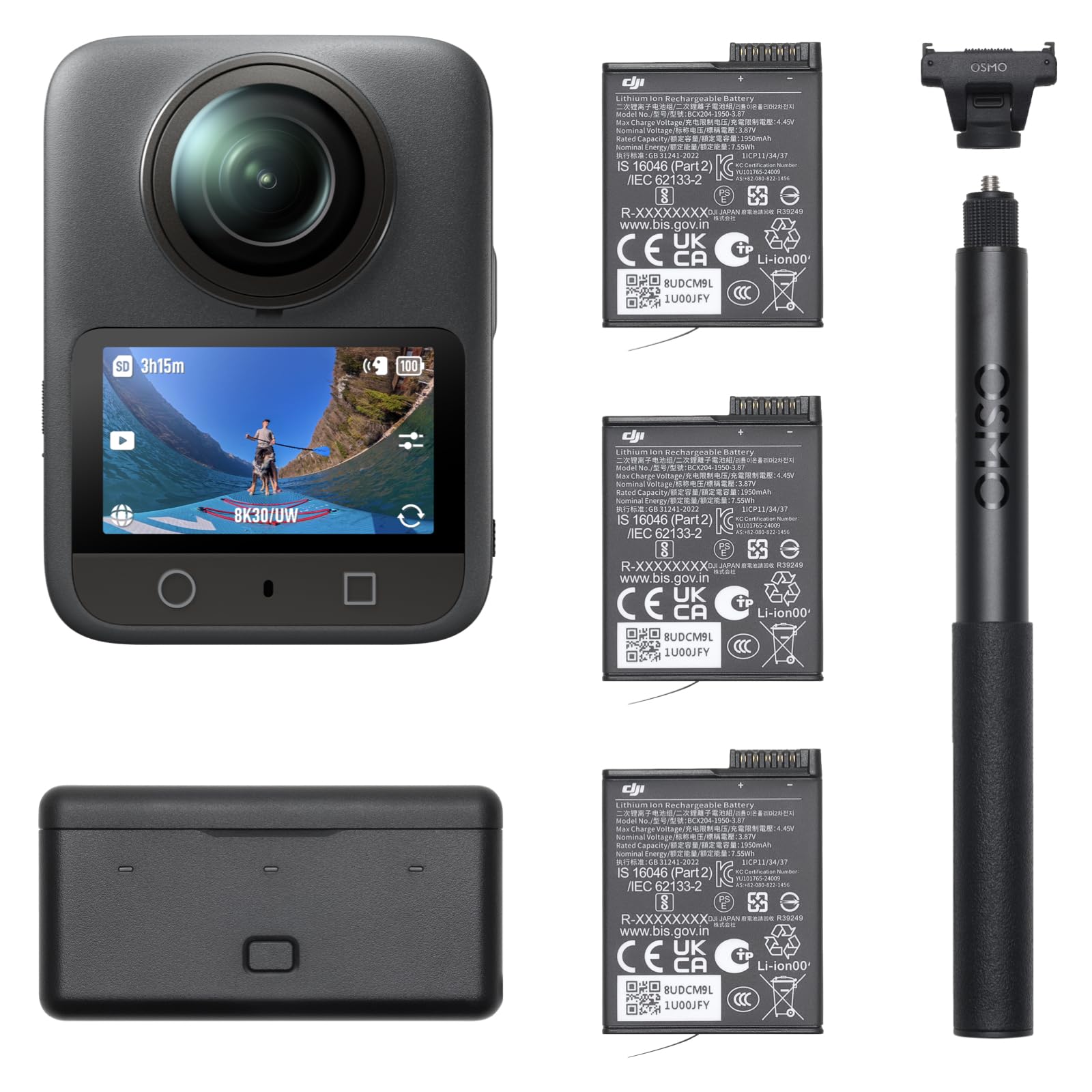 

DJI Osmo 360 Adventure Combo 360-degree Action Camera Vlog Camera with 3 Batteries, Native 8K Video, 4K/120fps & 170° Boost Video, Action Camera for S