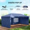 Folding Canopy 6x3 M Pop Up With 4 Removable Side Panels Garden Gazebo With 2 Windows And Carry Bag Blue