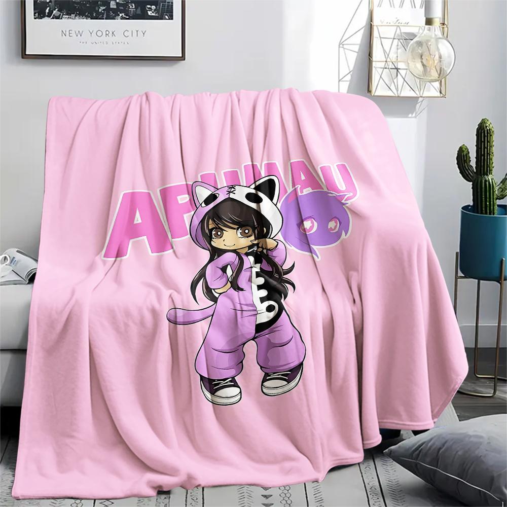 1 szt. Koc flanelowy z nadrukiem Aphmau, Wysokiej jakości, Na wszystkie pory roku, Wystrój domu, Ciepło i komfort, Idealny na prezenty świąteczne