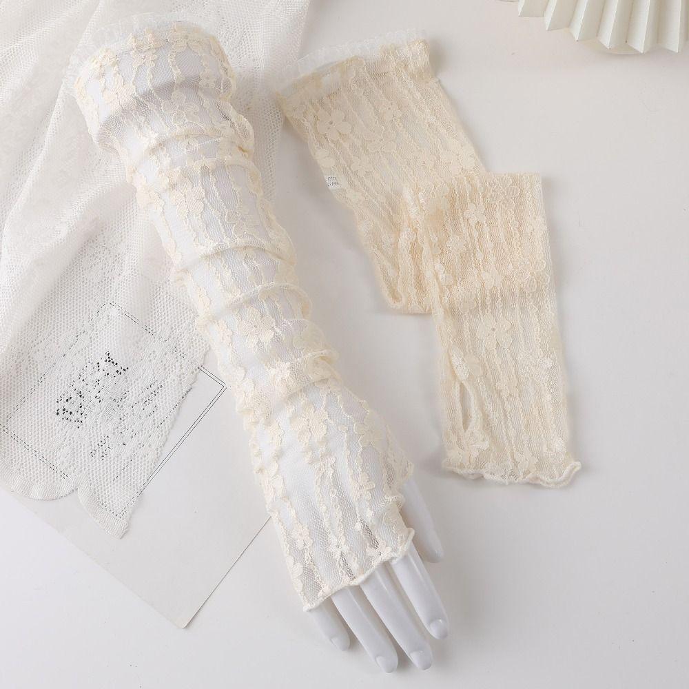 Lace Mesh Sunscreen Sleeves UV Protection Long Gloves Summer Outdoor Driving Gloves Girls