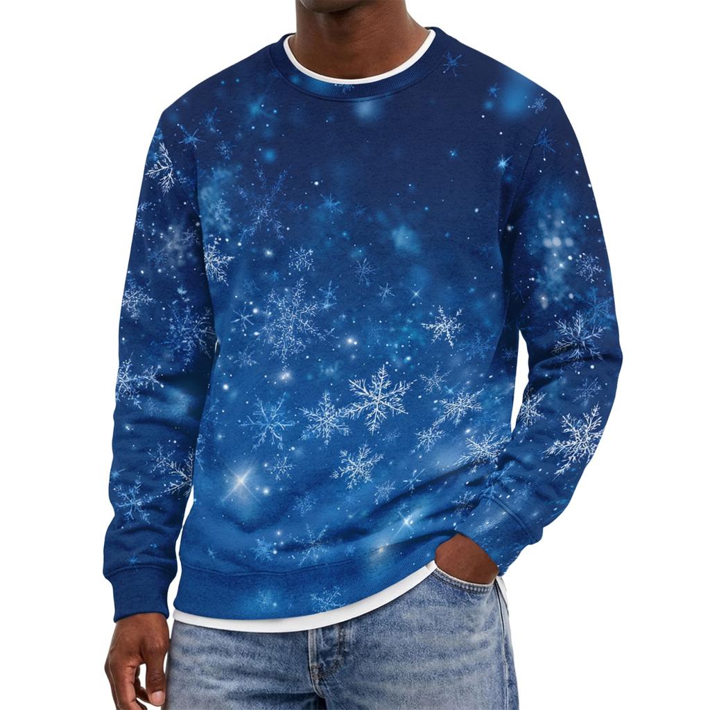 Herren Weihnachtspullover mit Rundhalsausschnitt, ohne Kapuze, Lässiges Pullover-Oberteil für die Feiertage