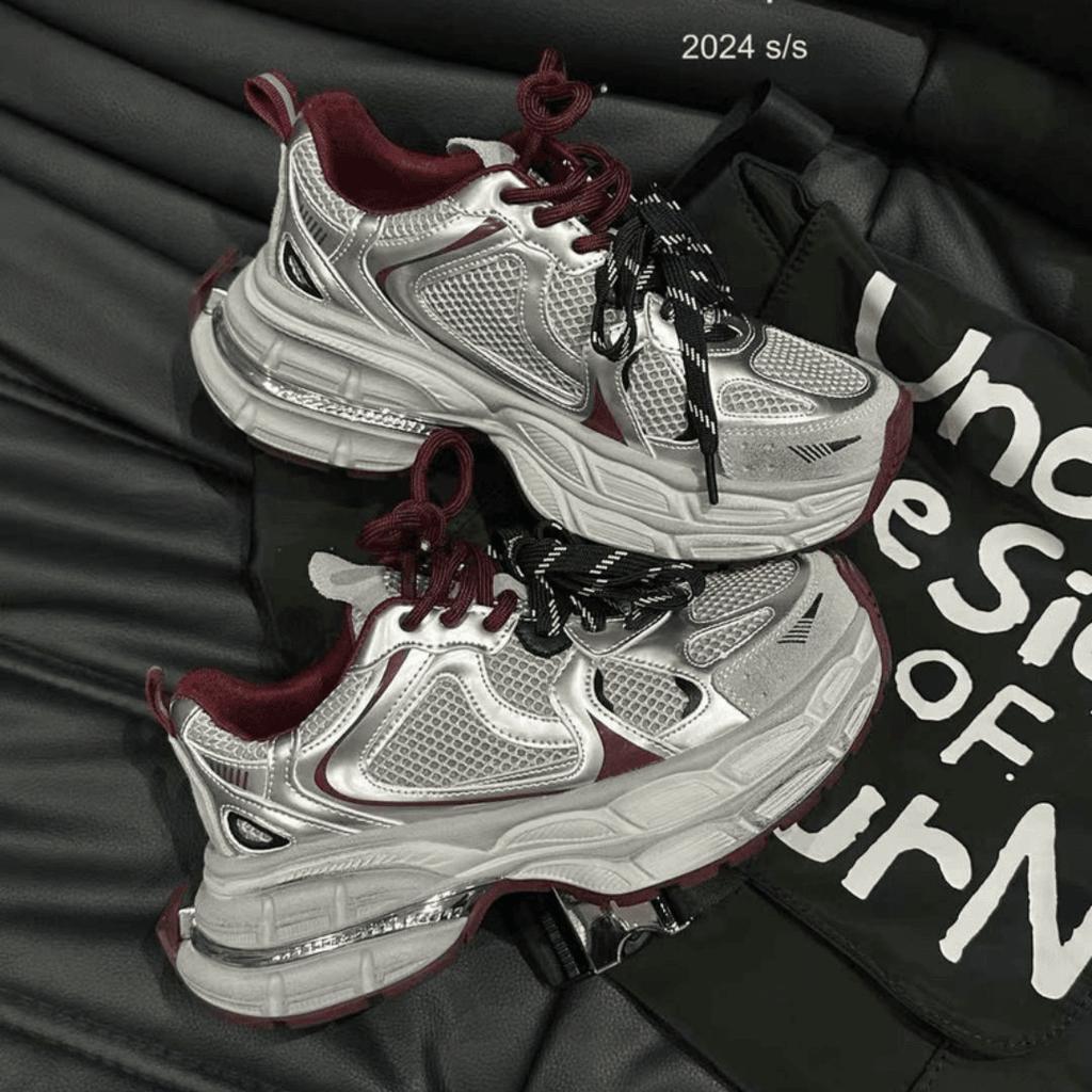 Leather Platform Dad Shoes for Women 2025 Autumn New Korean Version Breathable and Versatile, Lightweight and Non-slip Casual Sports Shoes Tide