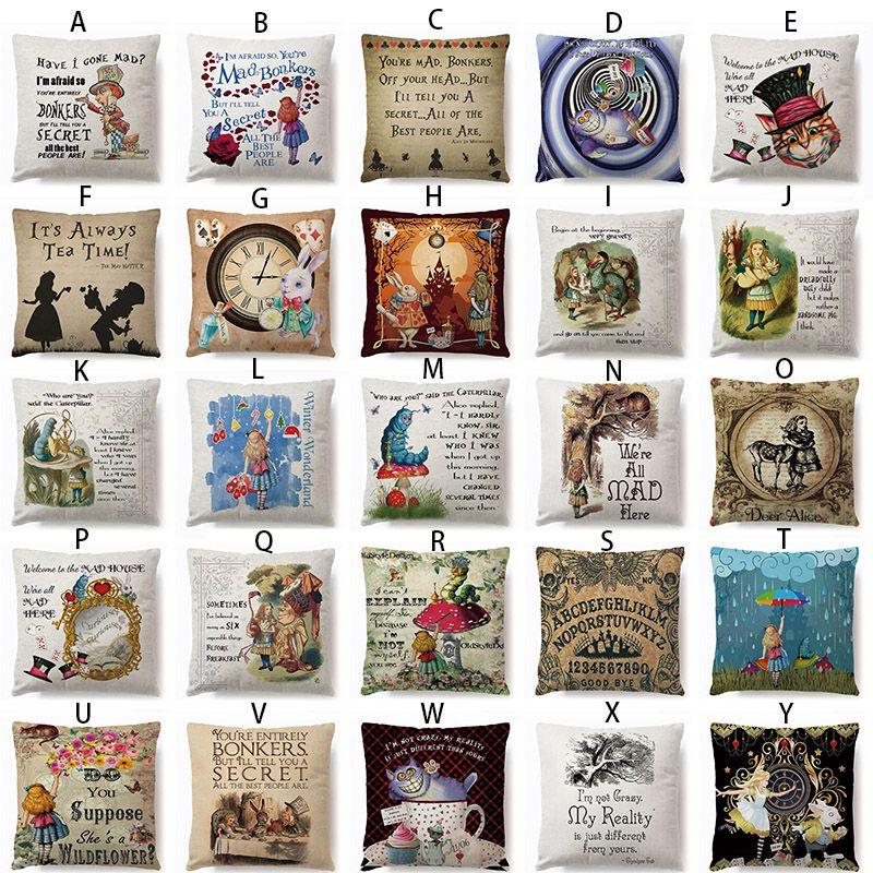 Cotton Linen Alice In Wonderland Pillow Case For A Charming Decor**