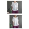 Artistic Retro Flower Embroidery Cotton Linen Round Neck Short Sleeved T-shirt for Women Summer New Loose and Versatile Top for Women