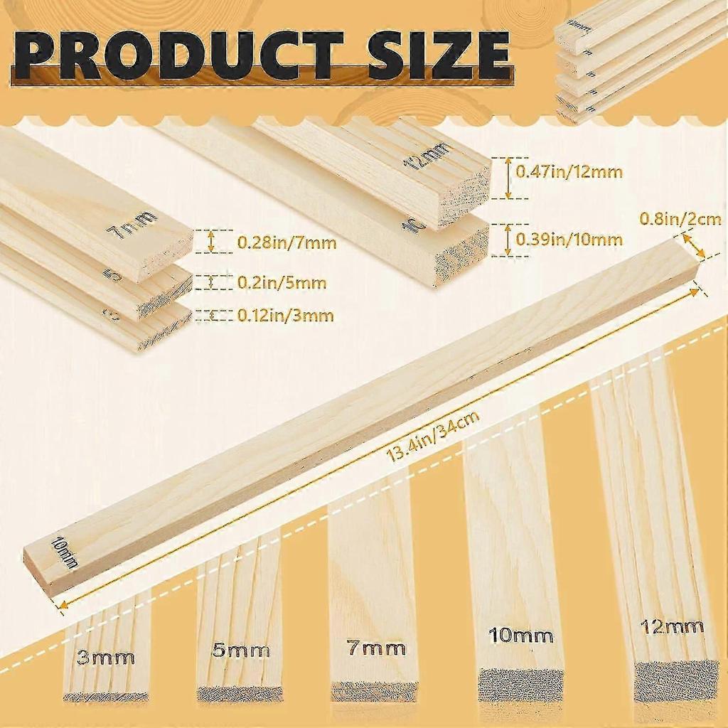 10 Piece Teaching Rolling Clay Stick Guide for Pottery 5 Size Wooden Rolling Pin Guide Stick Set Polymer Clay Depth Guide for Pottery