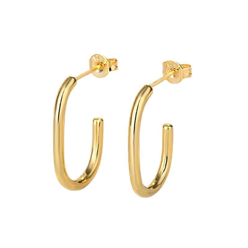 Trendy U-Shaped Stainless Steel Geometric Oval Earrings