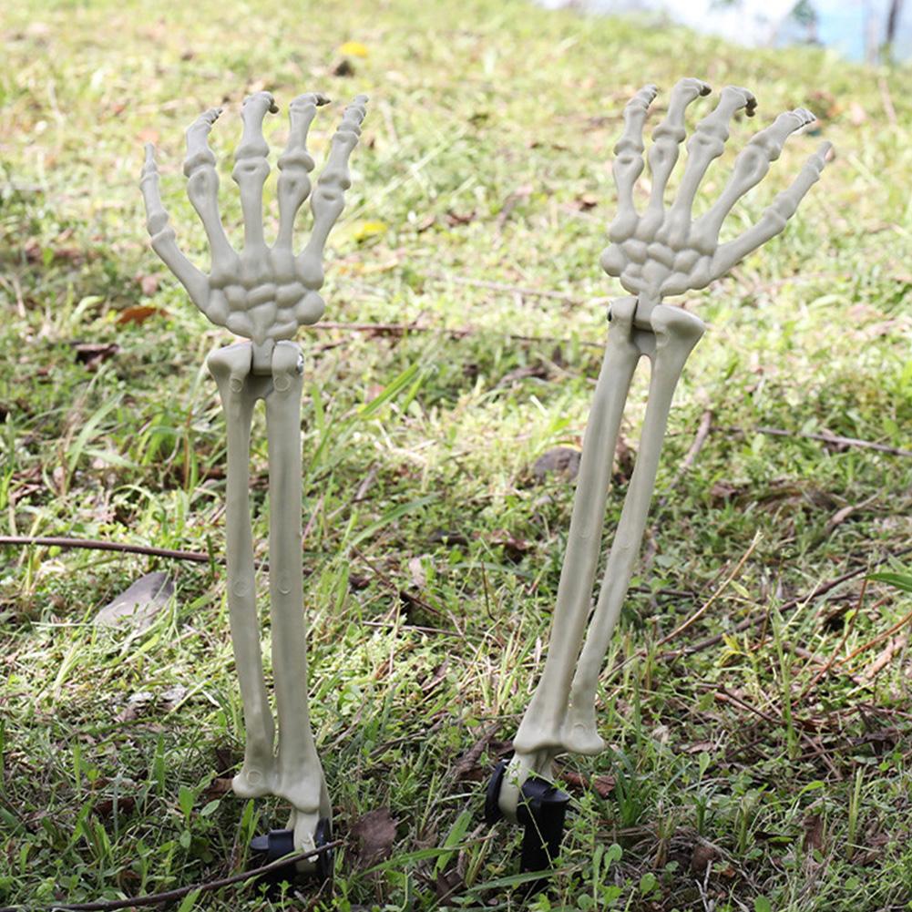 Halloween Realistic Skeleton Hand Ground Stake Light Up Foldable Reusable Halloween Bone Prop Cemetery Skeleton Hand Yard Decoration