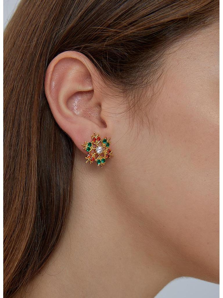 E0533 European & American Fashion Christmas Snowflake Zircon Stud Earrings for Women - Versatile, Creative, & Stylish Jewelry