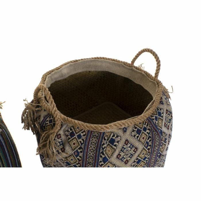 Panier - Boho - Multicolore - 41 x 41 x 40 cm - Lot de 2 - Fibre naturelle