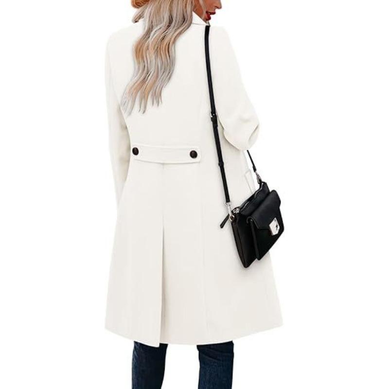 Women Slim Fit Solid Long Sleeve Mid Length Casual Outerwear Coat