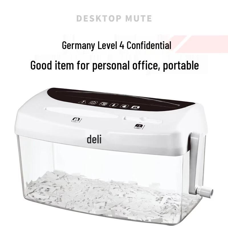 Deli Mini Manual Desktop Paper Shredder CN Plug (adapter Included)