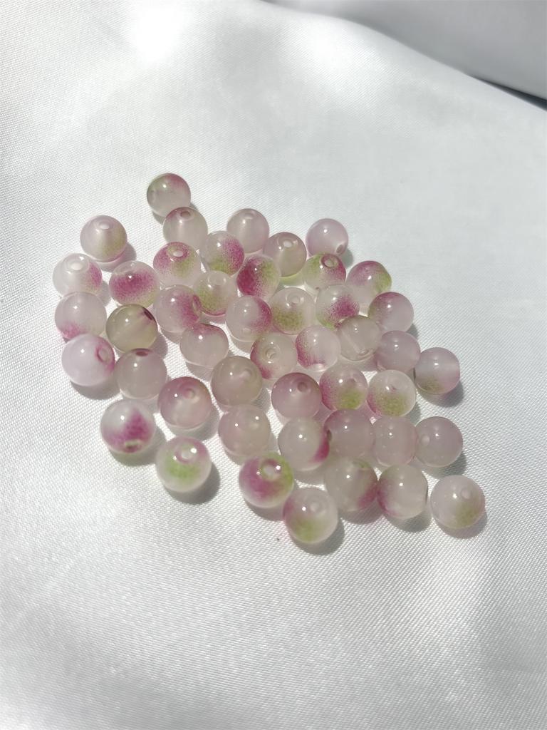 50pcs 8mm Glass Crack Imitation Jade Color Series Round Beads DIY Handmade Necklace Bracelet Loose Beads Jewelry Accessories