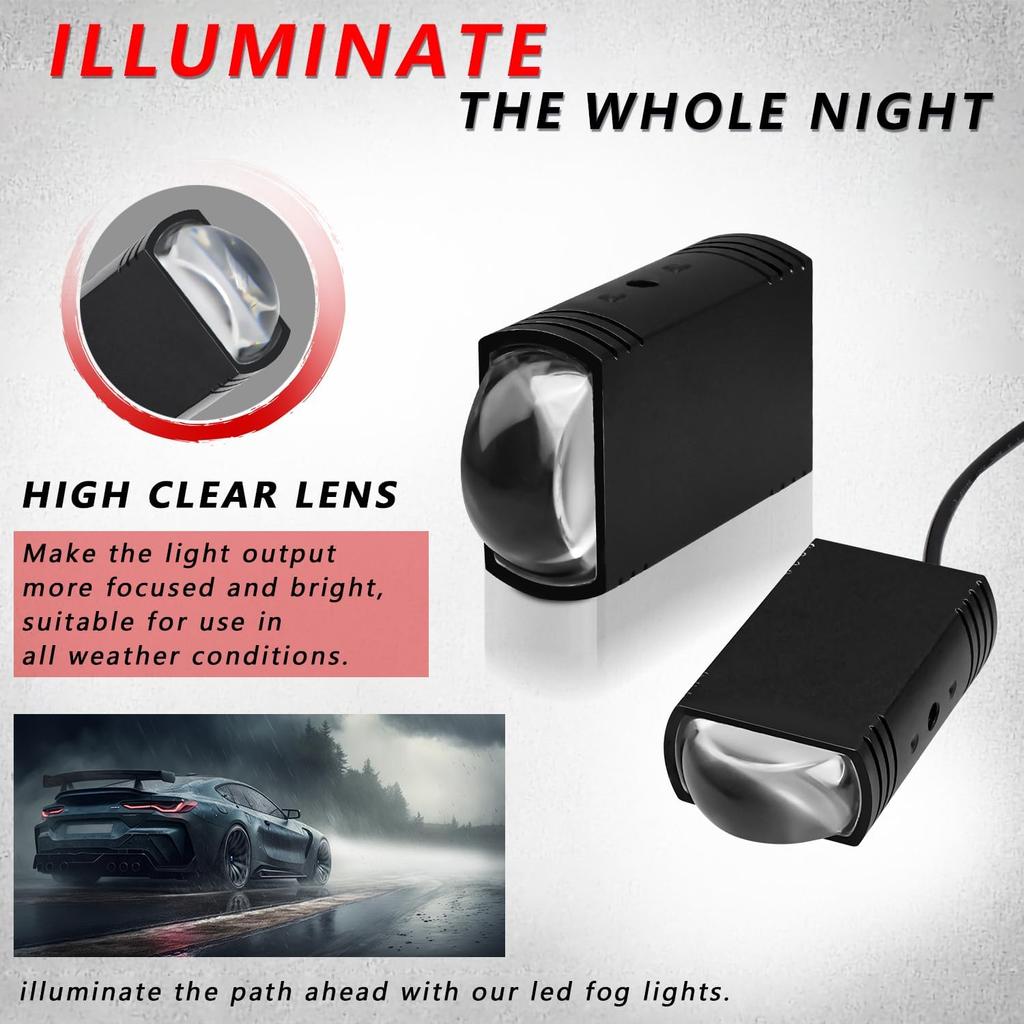 Motorcycle Driving Lights Double Color Lights White/Amber 3 Modes Hi/Lo Beam Sport Front Grille LED Lights with Lens Waterproof for SUV ATV Bike UTV