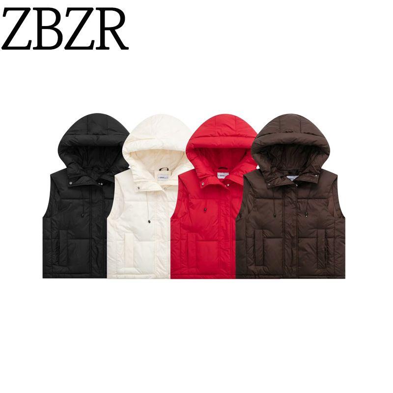 Zbzr Autumn and Winter New Women Clothes Western Style French Style Fashion Temperament Leisure Hood Vest Vest Outerwear