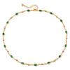 Collana clavicola in rame placcato oro K, fatta a mano, regolabile, con vetro colorato
