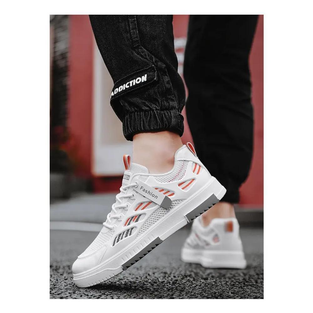 Trendy and versatile white shoes, 2025 summer new breathable mesh shoes, men's student sports and leisure board shoes