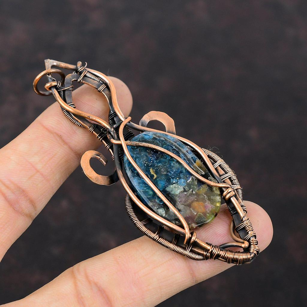 Watermelon Tourmaline Pendant Copper Wire Wrapped Pendant Handmade Antique Jewelry Natural Gemstone Pendant Copper Wire Jewelry Gift For Her