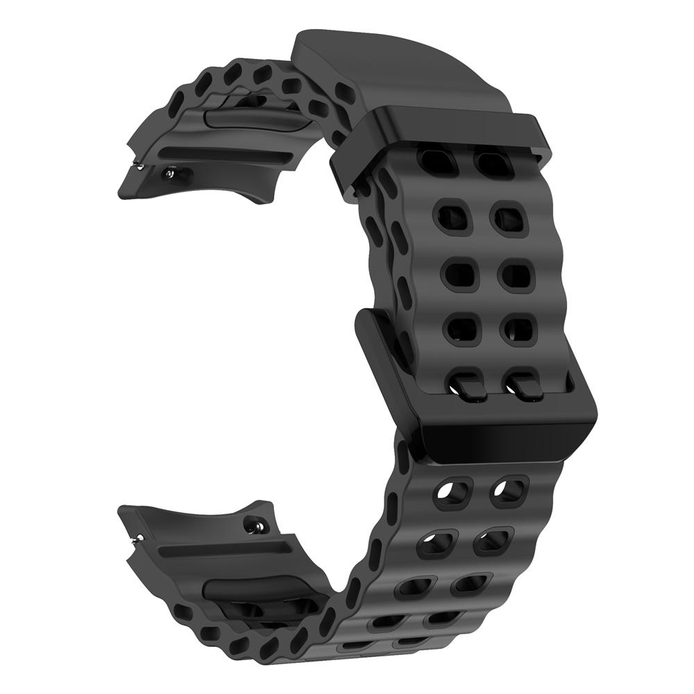 Inga Mellanrum Tvåfärgad Marin Sport Silikonrem För Samsung Galaxy Watch 7 FE 6 5 Pro 4 44mm 40mm Klocka och Armbandsrem