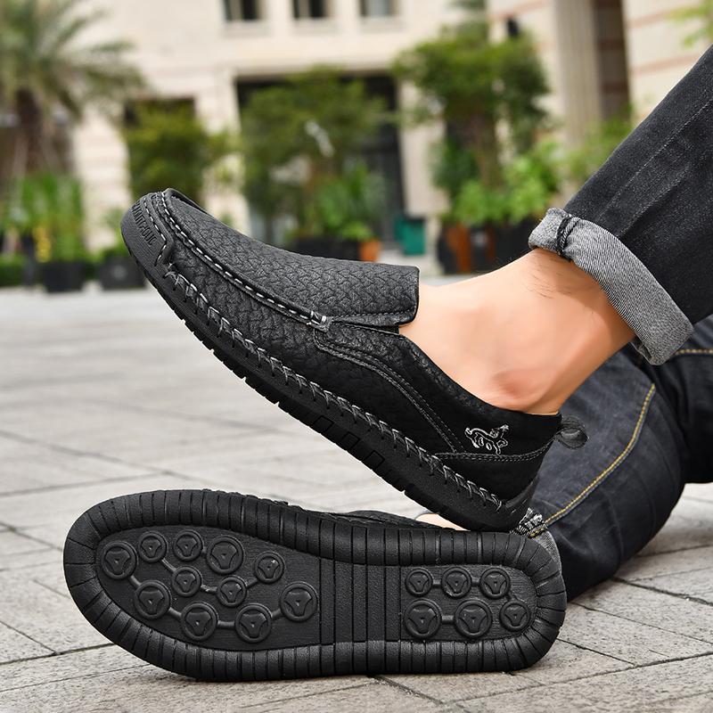 Large Size 48 Handmade Split Leather Men's Casual Shoes Comfortable Men Loafers Moccasins Men Flats Shoes Driving Shoes