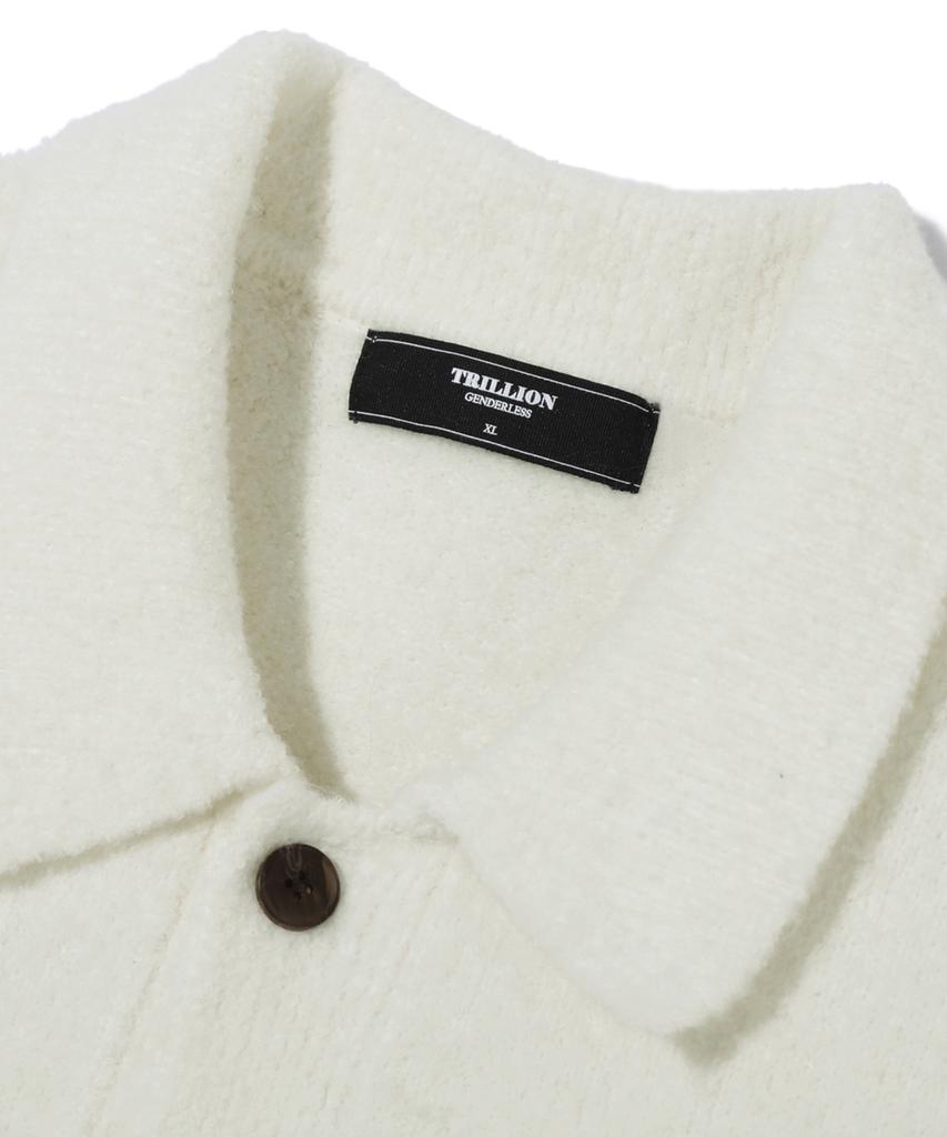 Trillion Wool Boucle Collar Cardigan Knit (Ivory)