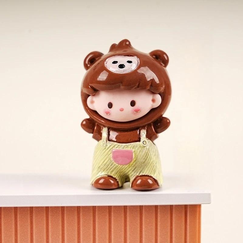 Chinese Zodiac Cartoon Figurines Resin Cute Doll House Miniatures Office Desktop Car Decorations Cute Handmade Mini Ornaments