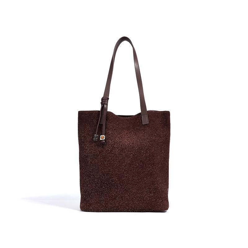 

Frosted cowhide simple women s shoulder bag women, underarm high-end sense large-capacity women s new leather tote bag кавовий