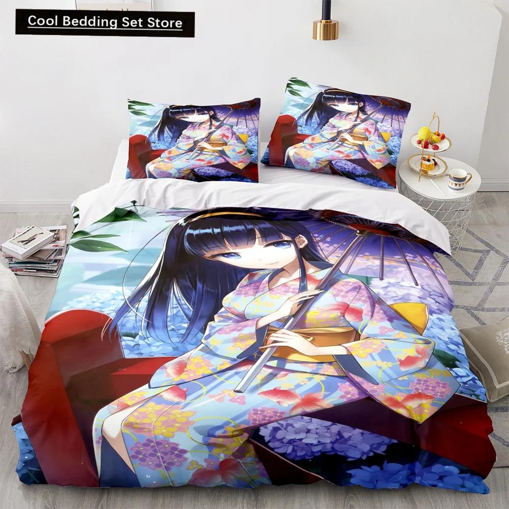 Anime Kawaii Sexy Girl Bedding Set,Duvet Cover Comforter Bed Set Quilt Cover Pillowcase,King Queen Twin Size Boys Girls Adults