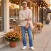 Men's Casual Long Sleeve Neck Pullover Top Color