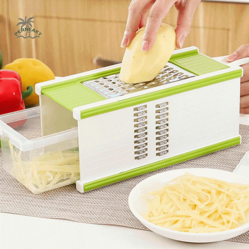 Portable 5 in 1 Vegetable Chopper with Container Stainless Steel Potato Slicer Plastic Manual Carrot Cutter Restaurant