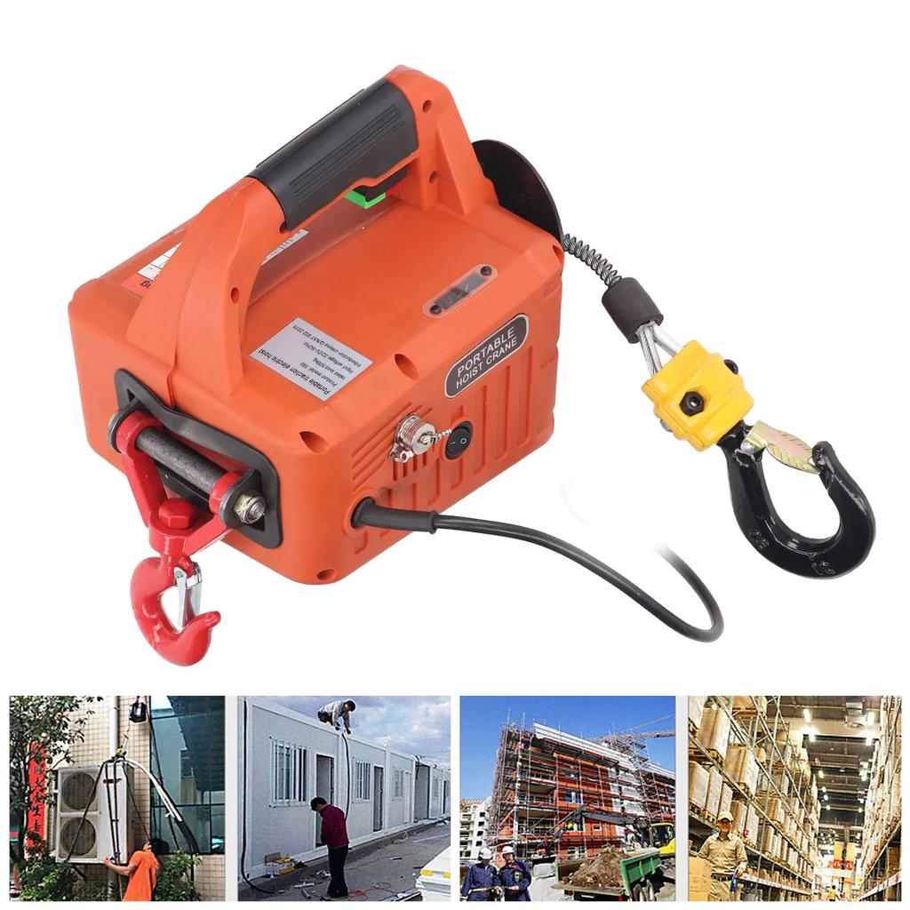 Portable Electric Hoist Wear Resistant 500KG Capacity Limit Electric Winch 7.6M Maximum Lifting Height for Warehouses