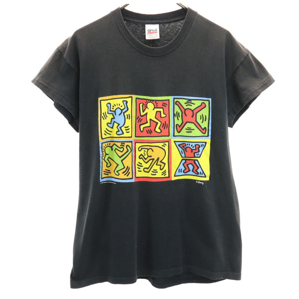 Anvil 90s Staré tričko s krátkým rukávem Keith Haring L černé Keith Haring Pánské Použité