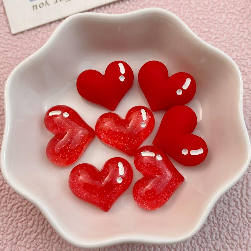 

10Pcs New Cute Cartoon Valentine s Day Red Heart Series Flat Back Ornament Jewelry Bows Accessories
