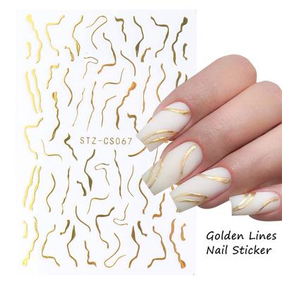 3D Linien Nagelzubehör Dekoration Welle Streifen Buchstaben Selbstklebend Nagelkunst Maniküre Abstraktes Gesicht Aufkleber Laser