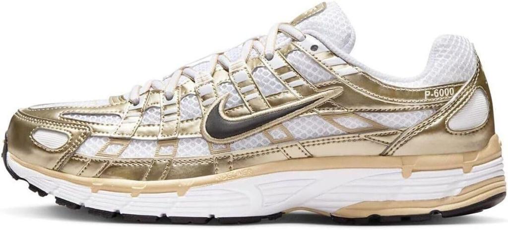 Nike Lifestyle Shoes W P-6000 GLD Tech Mesh Low-Top Unisex White/Gold/Black 27.5 Cm