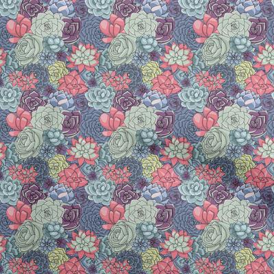 Cotton Flex Dusty Blue Fabric Florals Fabric For Sewing Printed Craft Fabric By The Yard 40 Inch