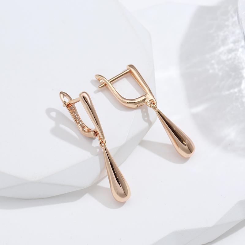 Fashion Glossy Dangle Earrings Rose Gold Simple Water Drop Long Earrings For Women High Quality Daily Fine Jewelry