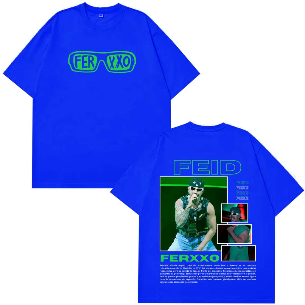 Rapper Feid Ferxxo Tour 2026 Print Tshirt Men Women Hip-hop T-shirts Short-sleeved Casual Loose Y2K Gothic Cotton Oversized T-shirts