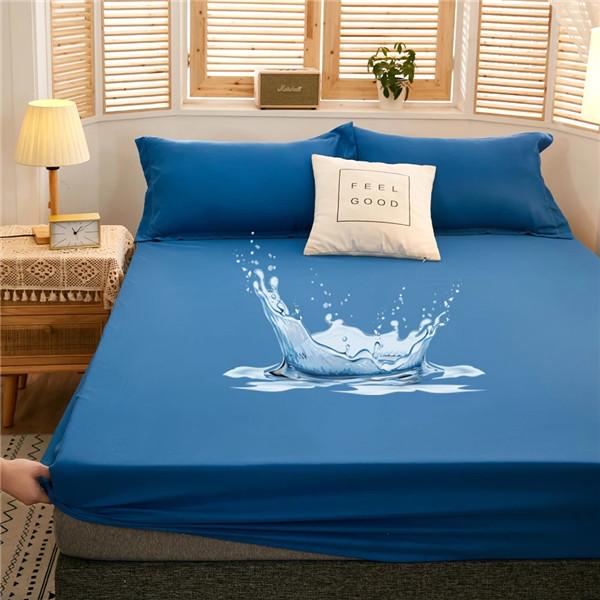 99% Waterproof Bed Sheet Cotton Fitted Sheet with Elastic Bands Non Slip Adjustable Mattress Covers Bed Protector Cover (with Pillowcase) 3pcs