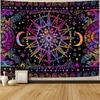 Mystic Moon Moth Tapestry, Boho Celestial Sunflower Floral Print Large Wall Hanging for Bedroom Living Room Aesthetic Decor