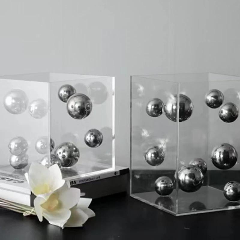 Creative Creative Square Acrylic Cover Sphere Decoration Living Room Porch Cabinet Crafts Ornament Modern Clear Acrylic Square H