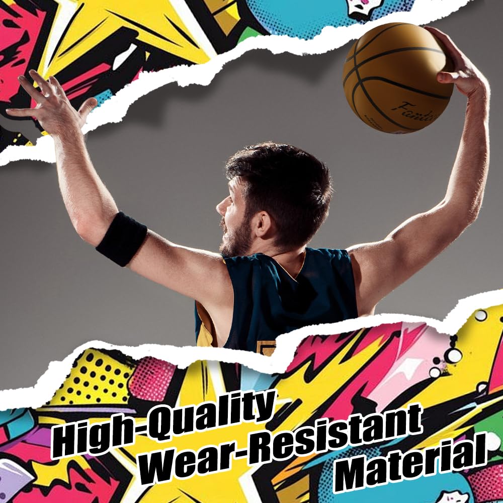 Fantecia Basketball Size 7 Rubber Basketball for Junior - Indoor/Outdoor (Ideal Players)