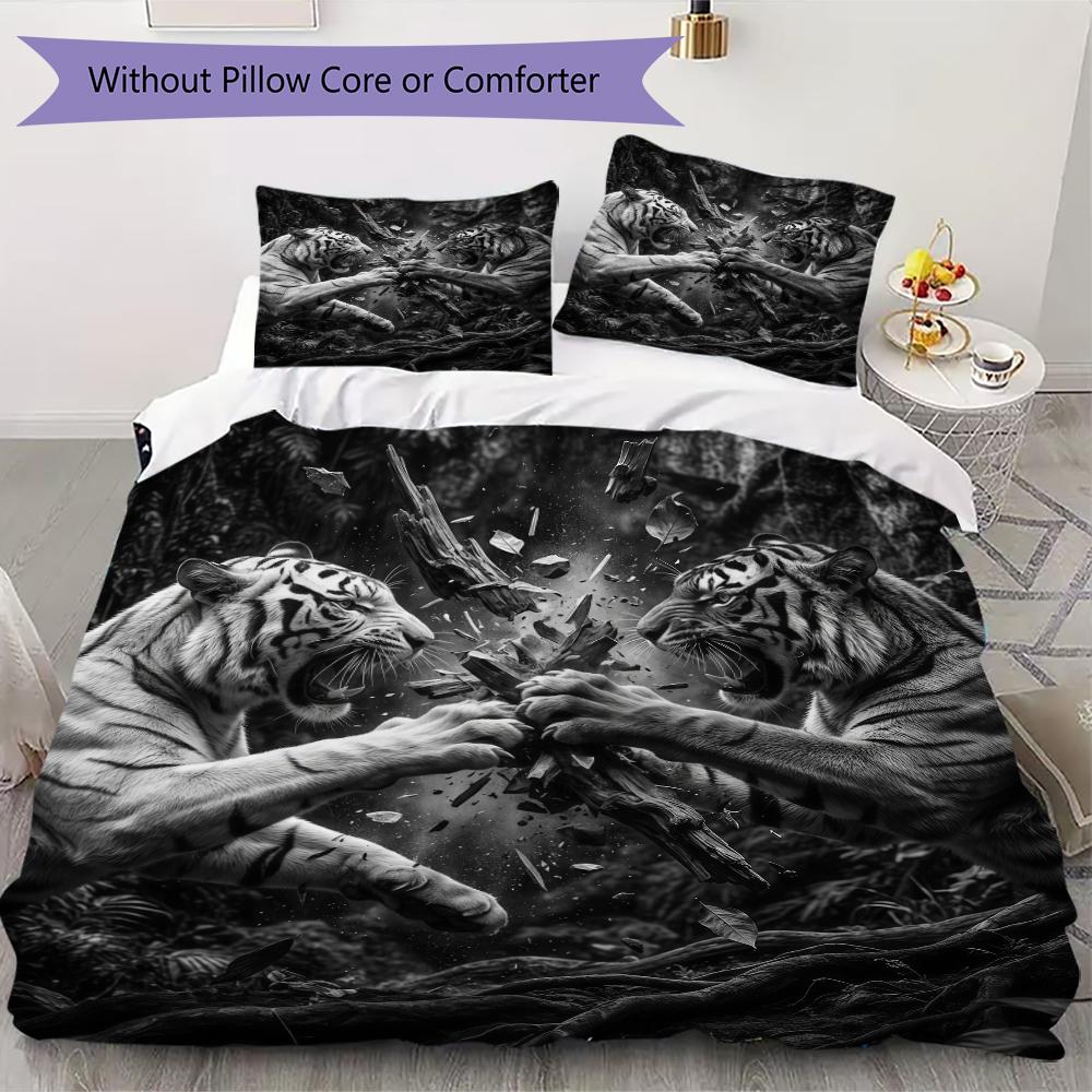 Ferocious Beast Pattern Bedding Uilt Set Uilt Cover Pillowcase Home Decoration Birthday Gift (1 * Duvet Cover + 2 * Pillowcase Without Core)