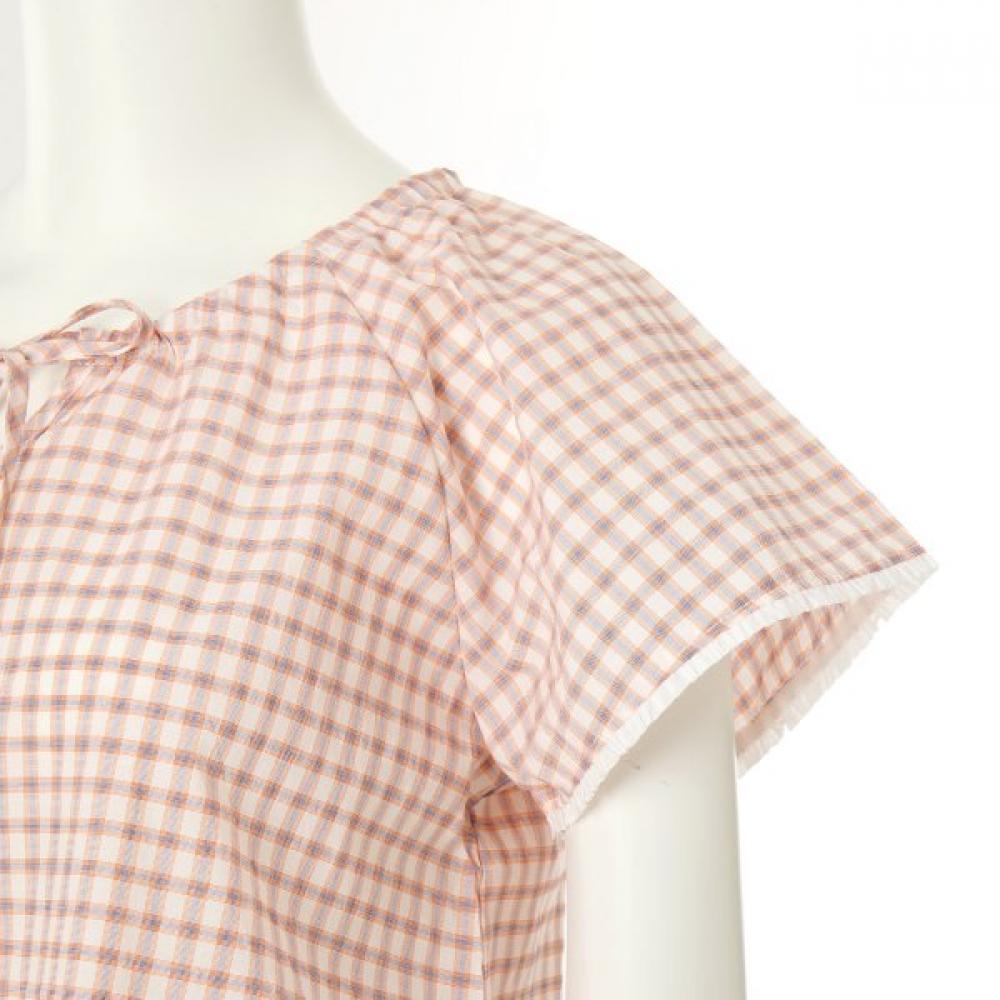 Venus Pastel Check Cotton Polyester Homewear Top[vevs128w]
