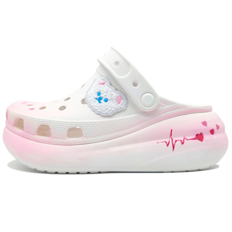 

Crocs Crush Clog Spike Heartbeat Puppy Art EVA Comfortable and Versatile Hole Shoes Unisex Same White Pink Gradient 45-46